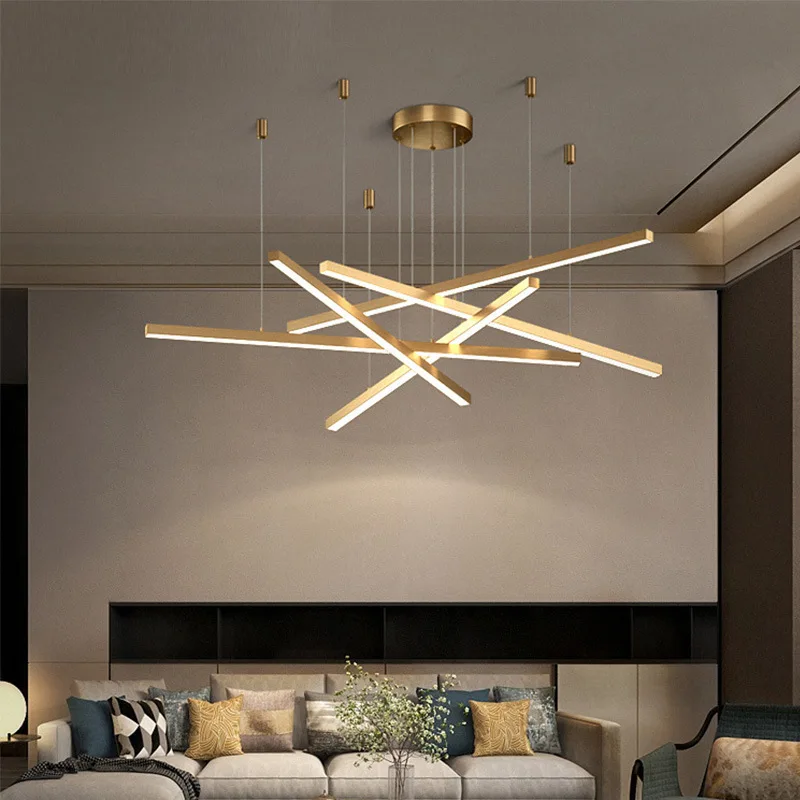 Modern Minimalism Led Chandelier for Living Restaurant Room Kitchen Bar Gold Pendant Lamp Home Decoration Hanging Light Fixture