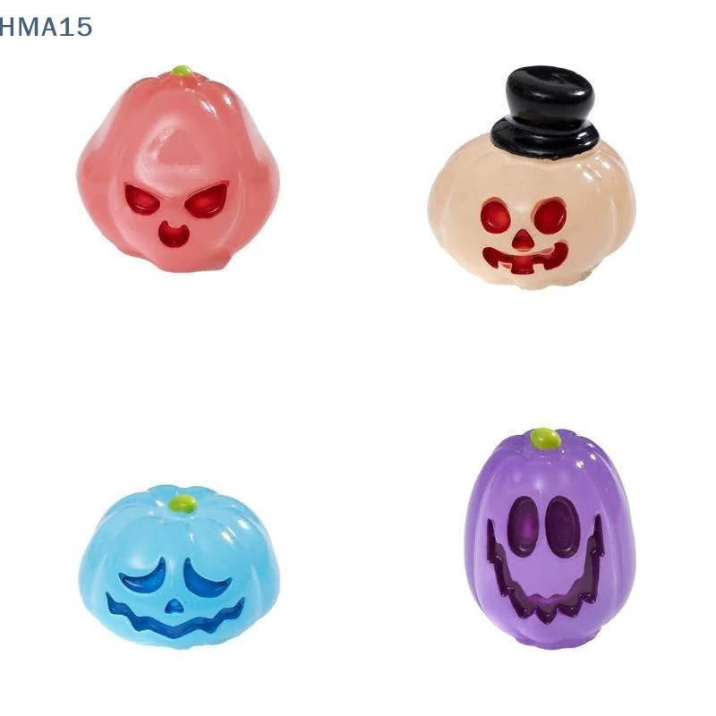 【YA】40Pcs Glow In The Dark Halloween Resin Ornaments Mini Pumpkin Ghost Figures for Party Goodie Bag Fillers