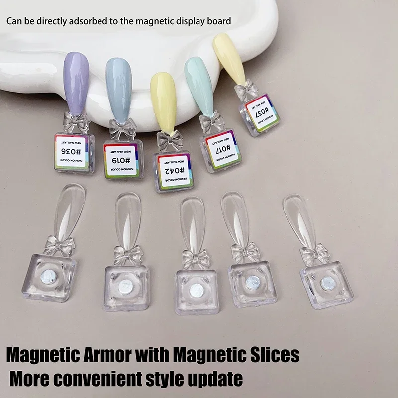 10/20 قطعة Bowknot المغناطيسي أظافر صناعية تلميح عرض واضح اللون الطبيعي بطاقة البولندية هلام حامل مجلس مسمار لوحة مسمار الغراء الممارسة #3