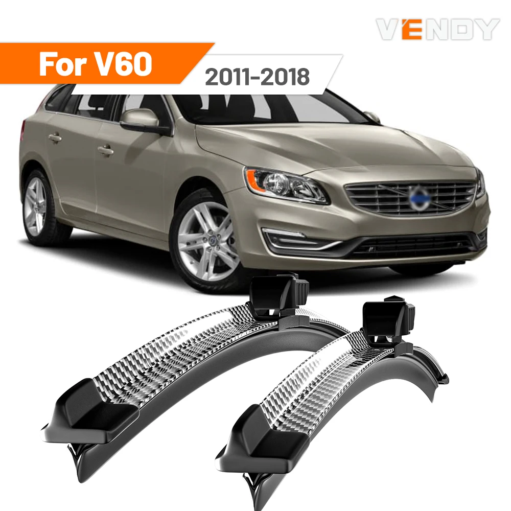 Für Volvo V60 2011–2018, 2012, 2013, 2014, 2015, 2016, 2017, 2 Stück Frontscheibenwischerblätter, Scheibenwischer, Kohlefaser und Schwarz