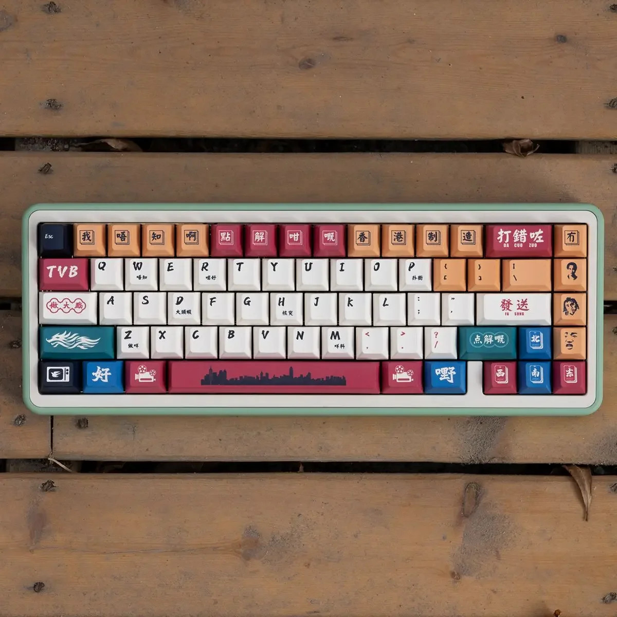 Retro Hong Kong style theme personalized mechanical keyboard keycaps full set of PBT hot sublimation original 68 75 87