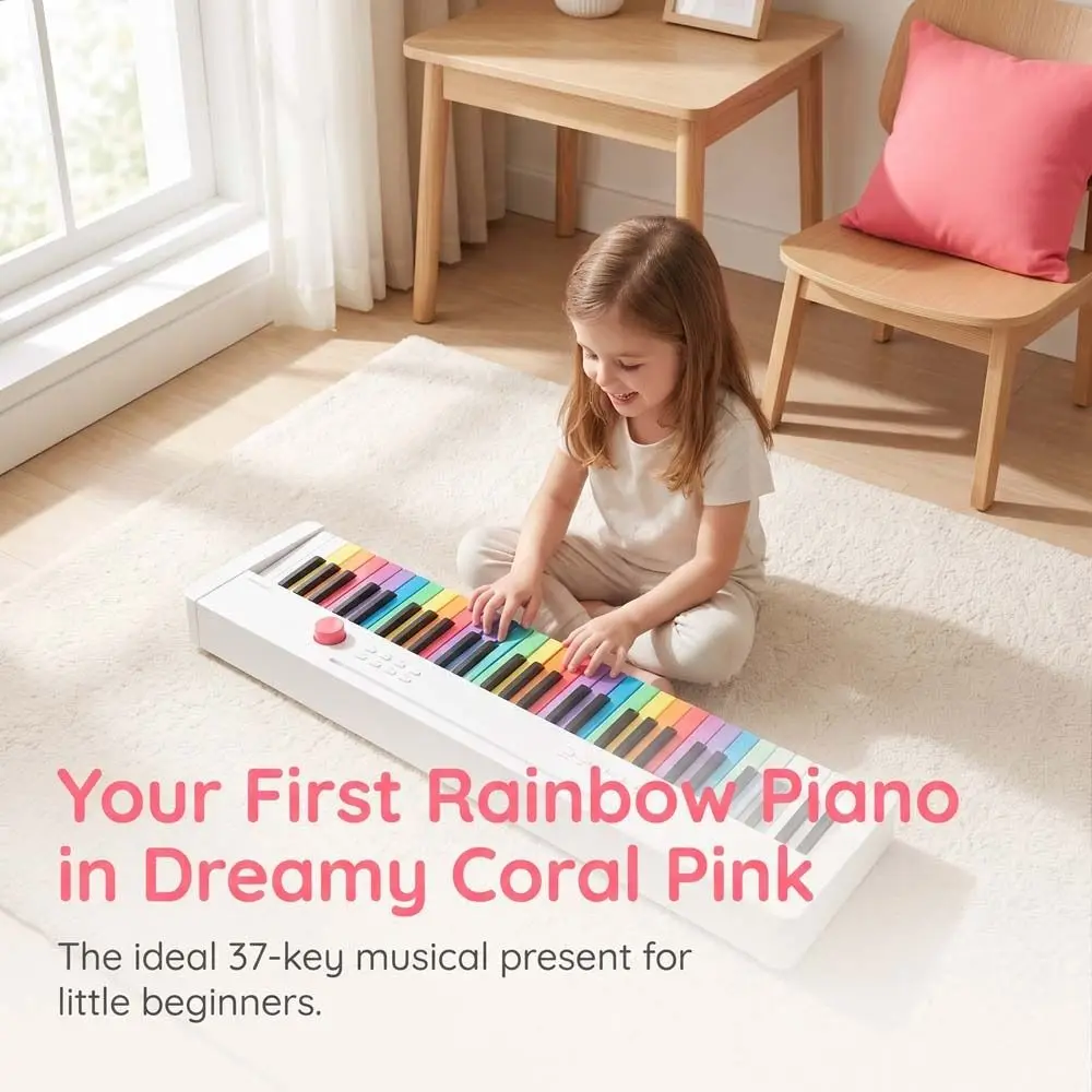 37 Key Kids Electronic Piano Toy 22 Timbre Learning Music Children Electronic Organ LED Colorful Lights Small Piano Keyboard Toy