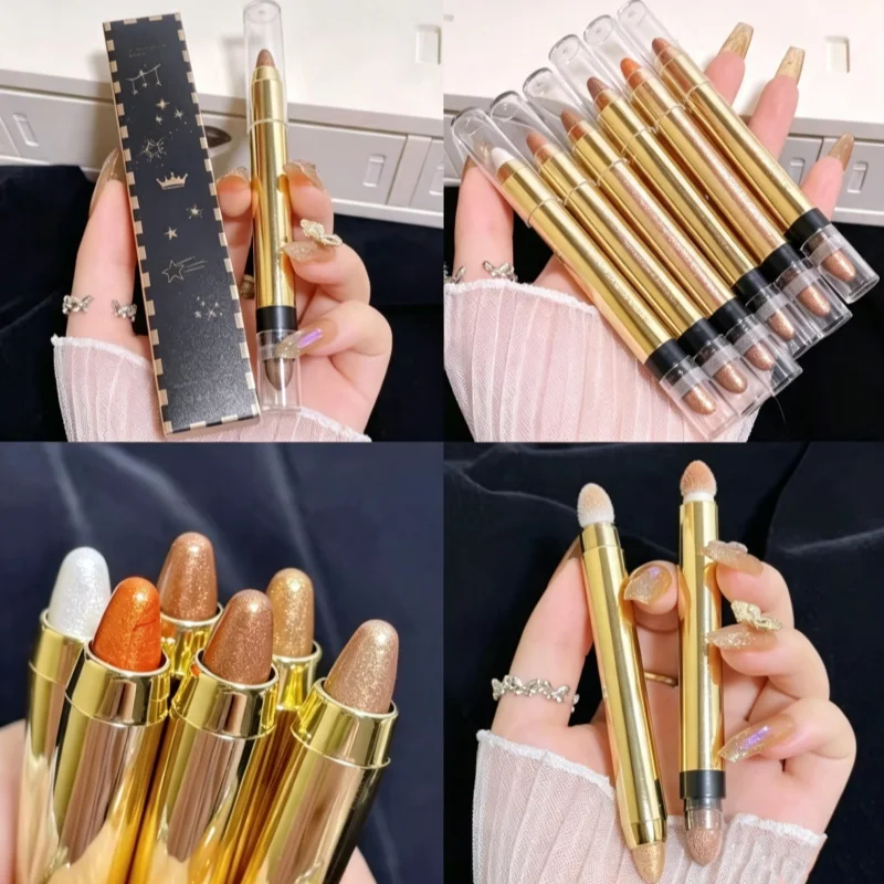 1Pcs Shimmering Highlight Stick Lazy Glitter Eyeshadow Pencil for Bright Eyes Dazzling Effect Makeup Highlighter Cosmetics White