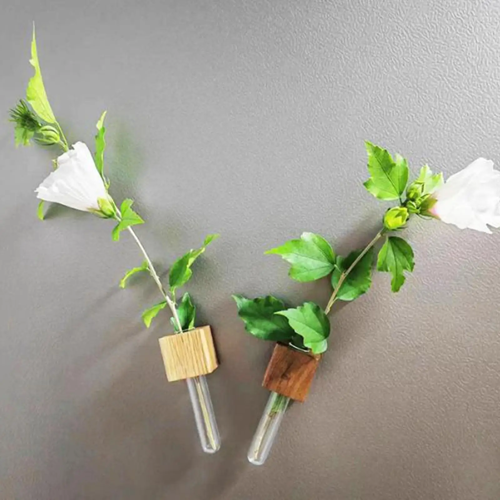 Walnut Magnetic Mini Vase Holder for Refrigerator Decor Glass Tube Interior Flower Vase Ornament Home