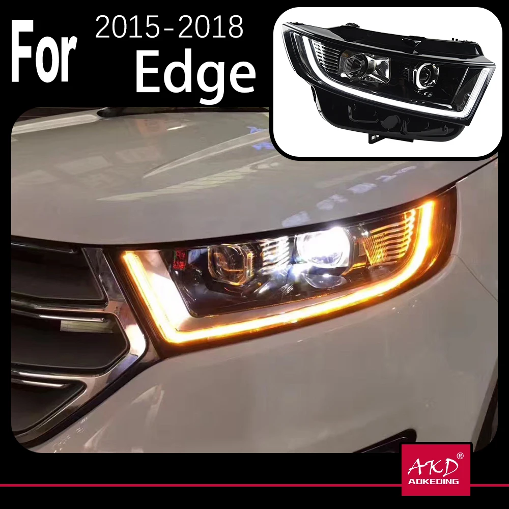 

Модель автомобиля AKD для фар Ford Edge 2015-2018, светодиодный ные фары с новым краем DRL, Ксеноновые аксессуары для фар Angel Eye