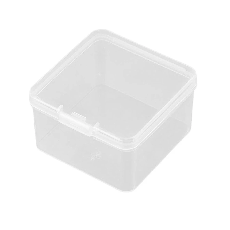 652F Small Clear Storage Box Clear Plastic Beads Storage Containers Box with Hinged Lid for Small Items & Craft Projects