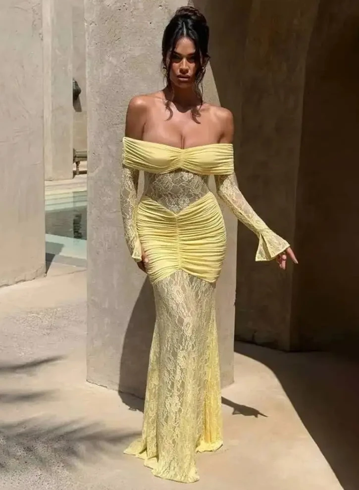 

Вечерние сексуальные платья русалки с открытыми плечами, элегантное длинное платье с открытой спиной, женское летнее осеннее платье, Vestidos