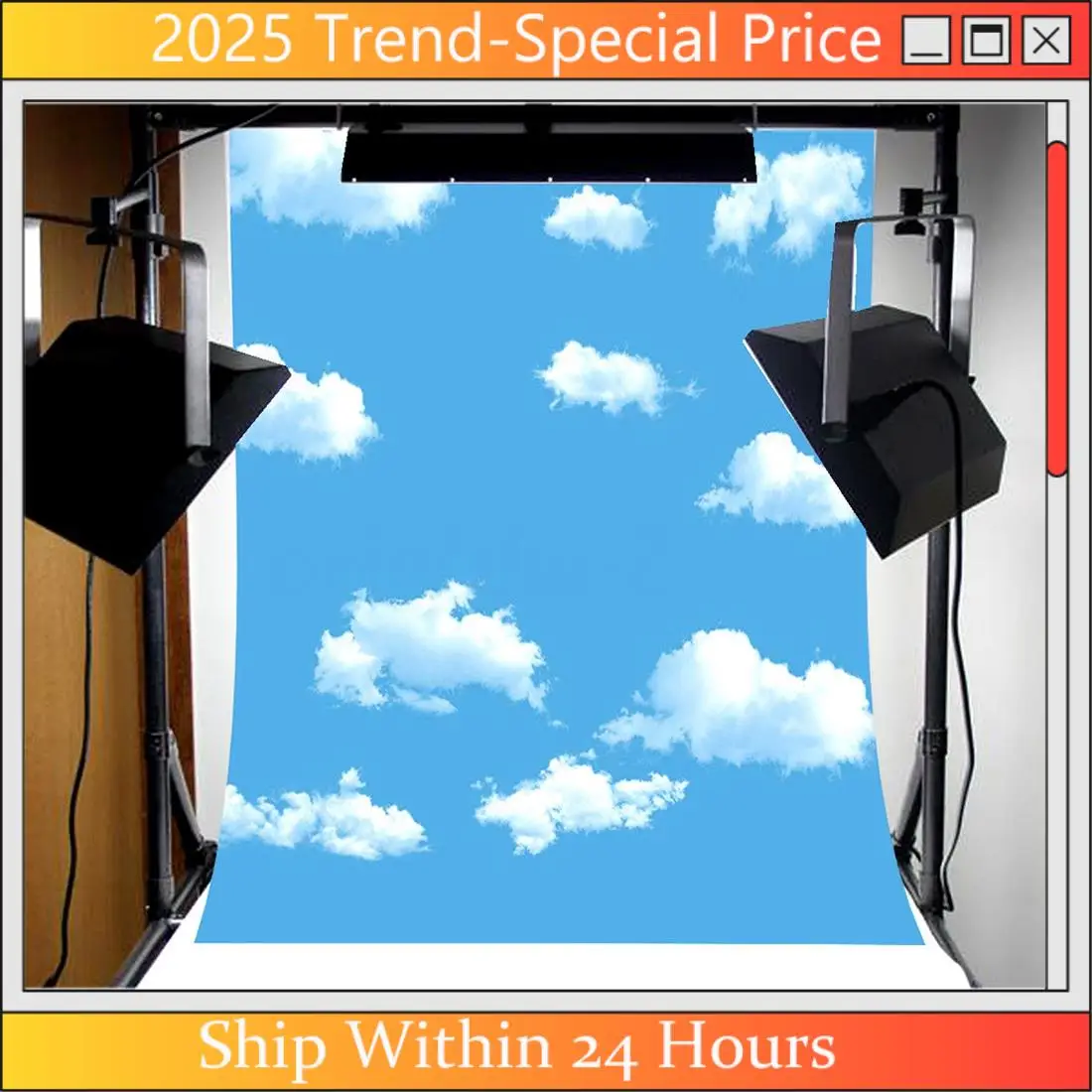 

CHYY Top 3X5ft Blue Sky White Cloud Photography Backdrop Screen Background Studio Props & Red Brick Wall