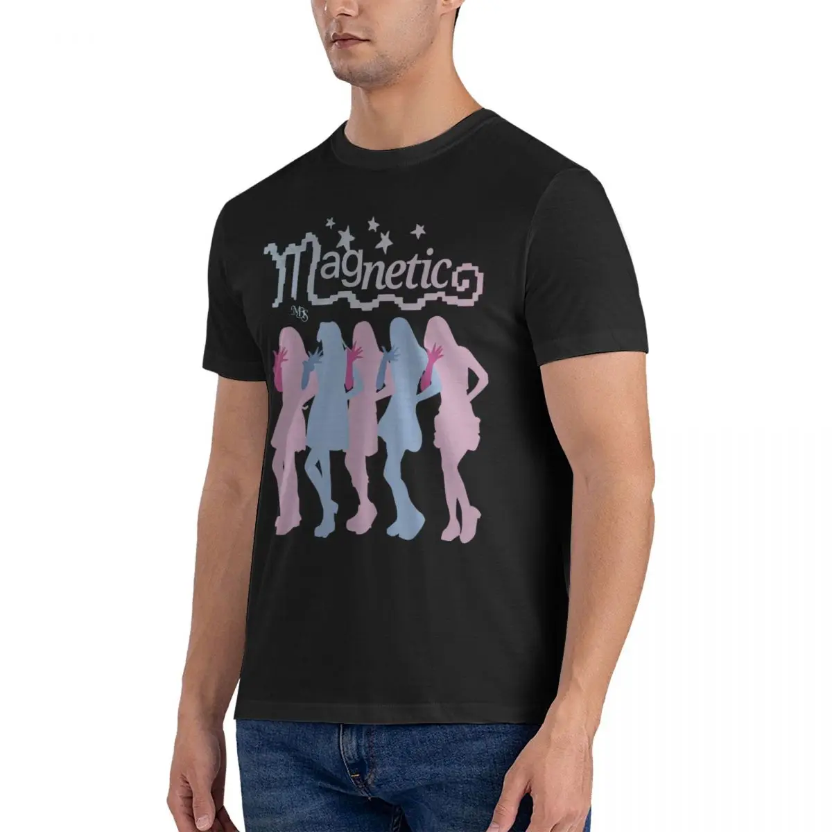 Silhouette Design Inspired By The Illit Group In The Magnetic Era ILLIT Kpop Vintage Pure Cotton Tees Crewneck Short Sleeve