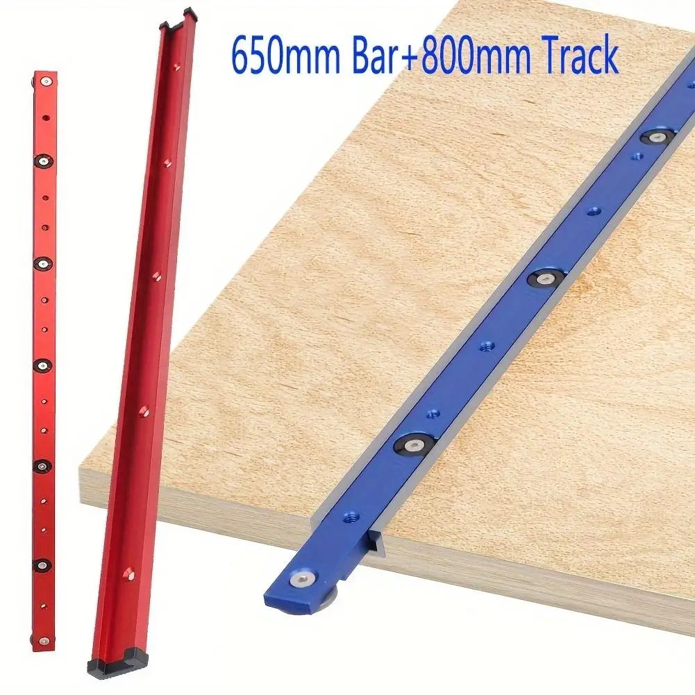 2pcs 800mm 30 Type T-track & 650mm Miter Bar Slider T-slot Miter Track Jig Fixture Slot Connector Woodworking Chute Rail DIY