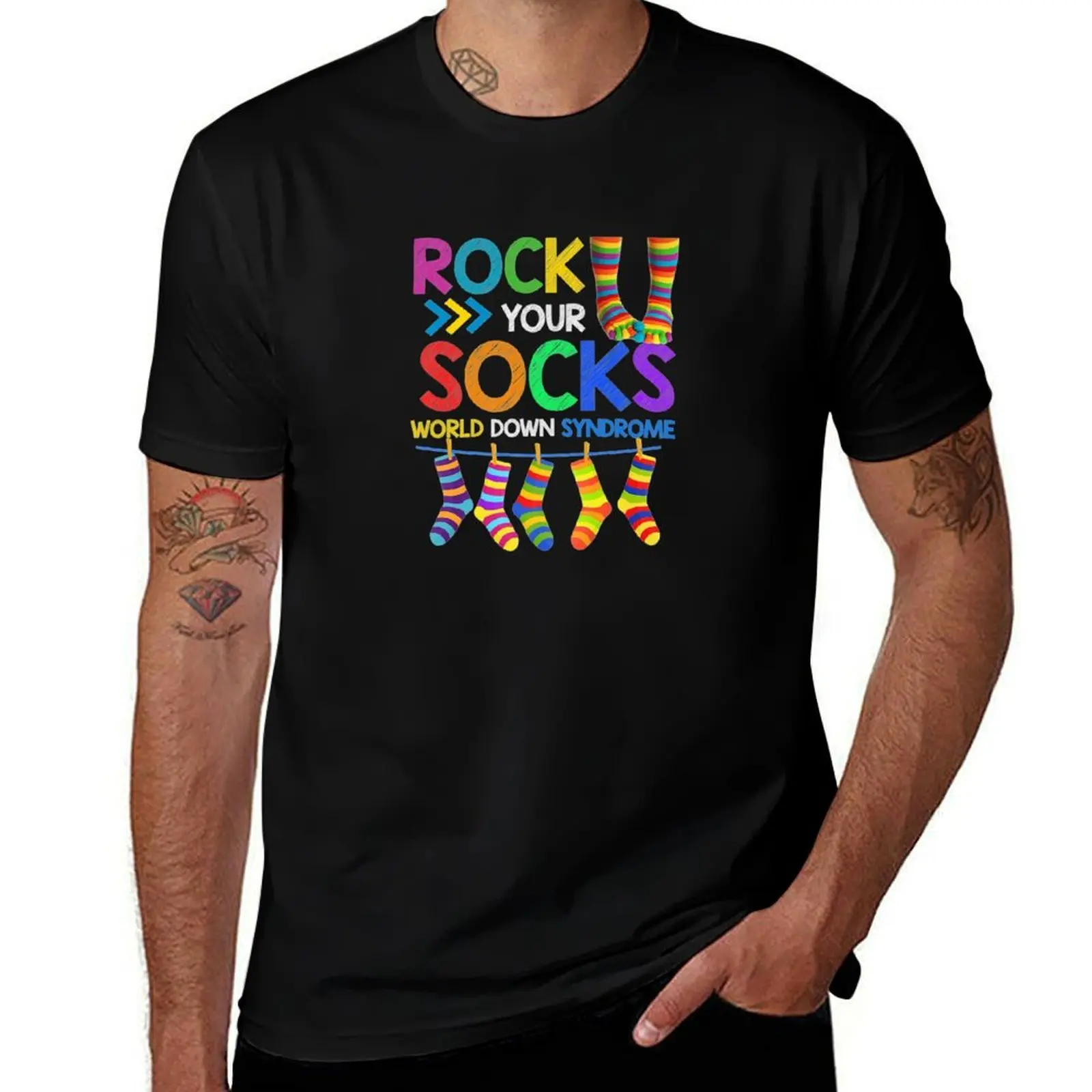 World Down Syndrome Day T Shirt Rock Your Socks T-Shirt Modern Print Casual T-Shirt