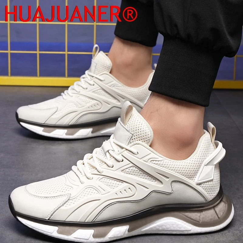 2026 Summer New Mesh Shoes For Men Hidden Inner Height Increasing Cowhide Breathable Mesh Fabric Sports And Leisure Dad Shoes
