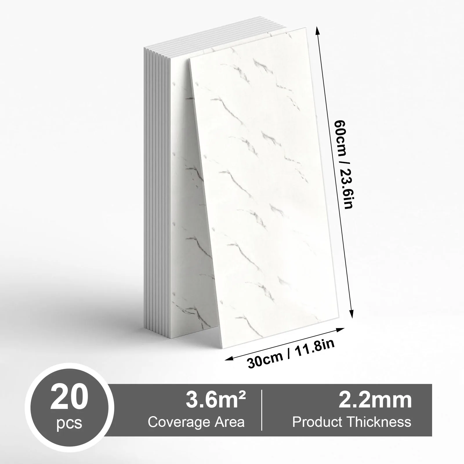 20/40 Stück selbstklebende Marmorfliesen-Aufkleber, wasserdicht, 30 cm x 60 cm, Fliesen-Bodenaufkleber, PVC-Fliesen, Badezimmer-Wandaufkleber, Raumdekoration