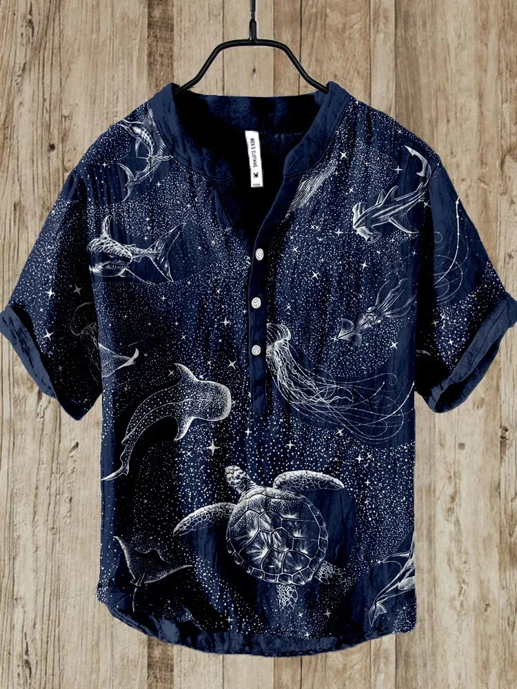 Camisa hawaiana de manga corta para hombre, camisa popular europea y americana con cuello levantado, ropa de lino para vacaciones, 5XL, 2024