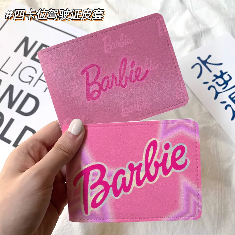 Miniso Barbie Anime Id Card Protective Cover Coin Purse Girl Cute Printed Card Holder Credit Card Storage Bag Business Card Bag