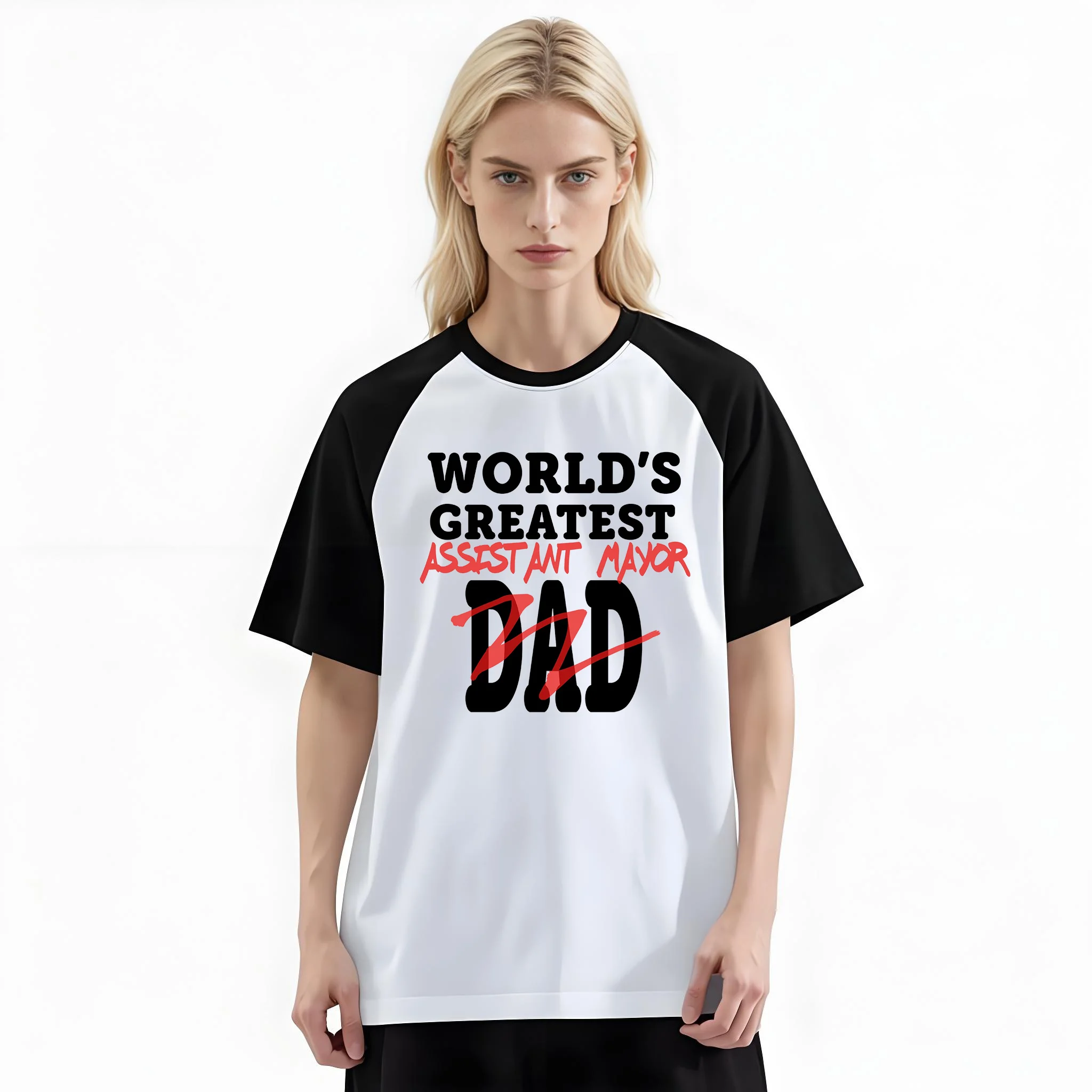 Women'S Fashion Raglan Sleeve T-Shirt, World's Greatest Assistant Manager Dad Funny Printed, Summer Casual Comfortable Tee, Women'S Everyday Short-Sleeve Top