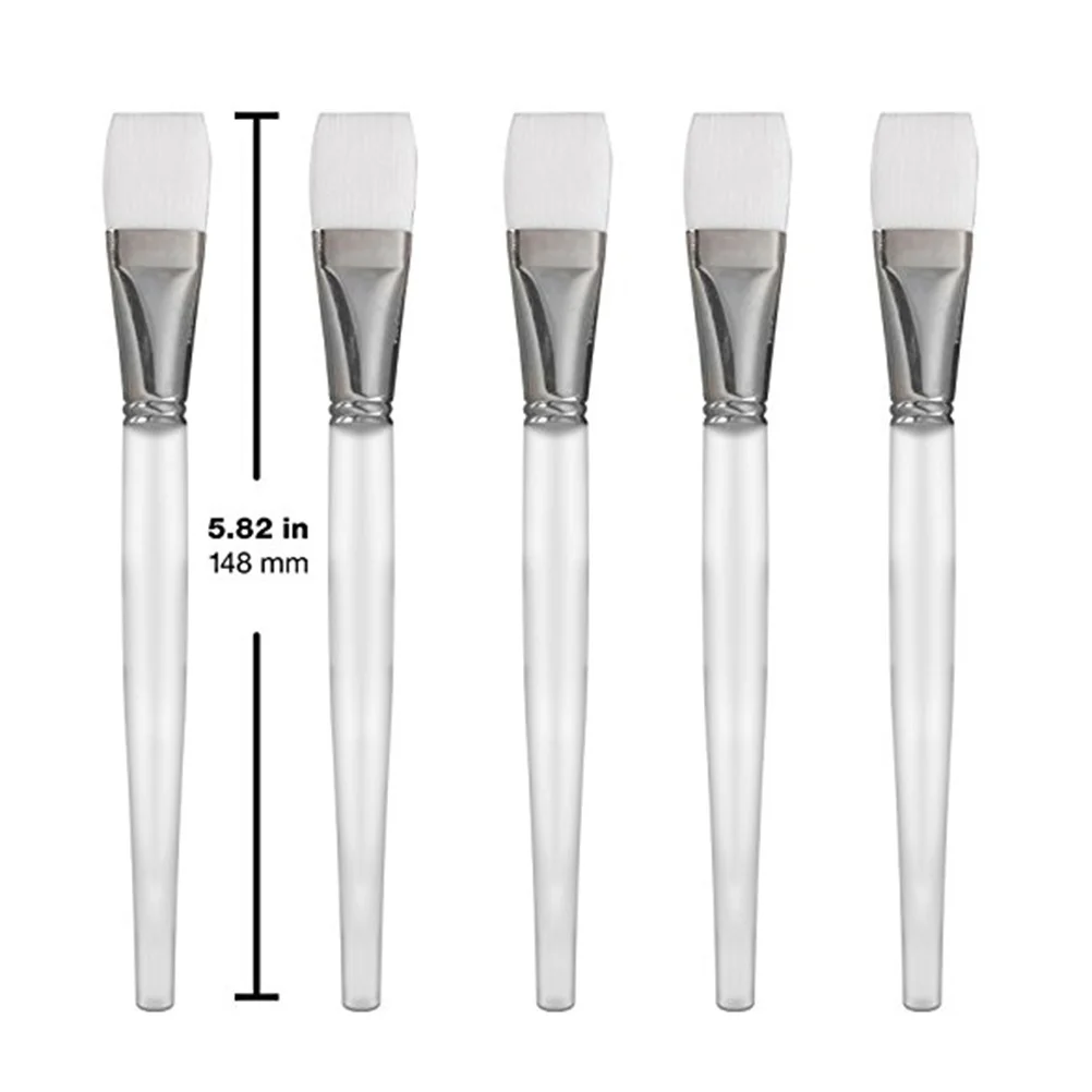Juego de brochas para mascarilla Facial suave, aplicador de ventilador para bricolaje, cuidado de la piel, maquillaje, aplicación de ácido, Kit de herramientas faciales con mango de cristal, 5 uds.
