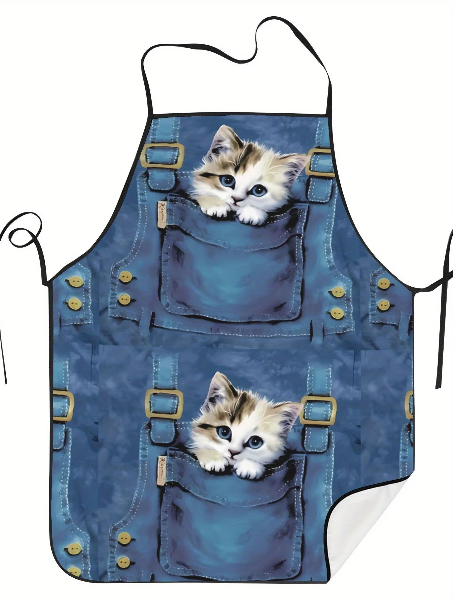Vintage Cat Pattern Printed Apron with Pockets for Men and Women Playful Kitten Design Kitchen Cooking Apron