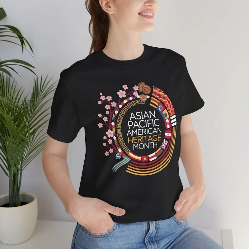 AAPI Heritage Month Unisex T-Shirt:Cultural Pride & Unity Graphic Tee High Quality Cotton Crewneck Casual Regular Short Sleeve