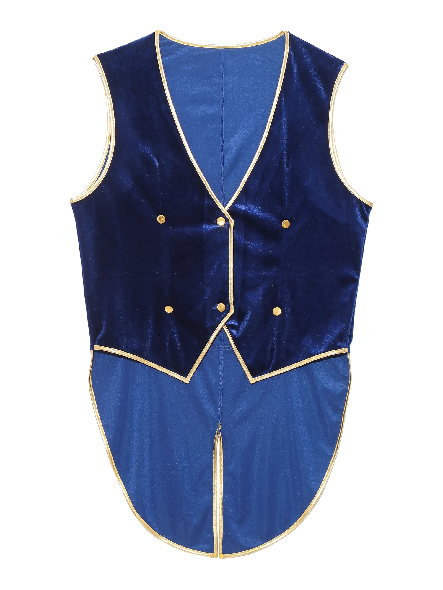 Men Velvet Waistcoat Tailcoat Metallic Shiny Trim V Neck Button Down Medieval Retro Halloween Steampunk Cocktail Party Costume