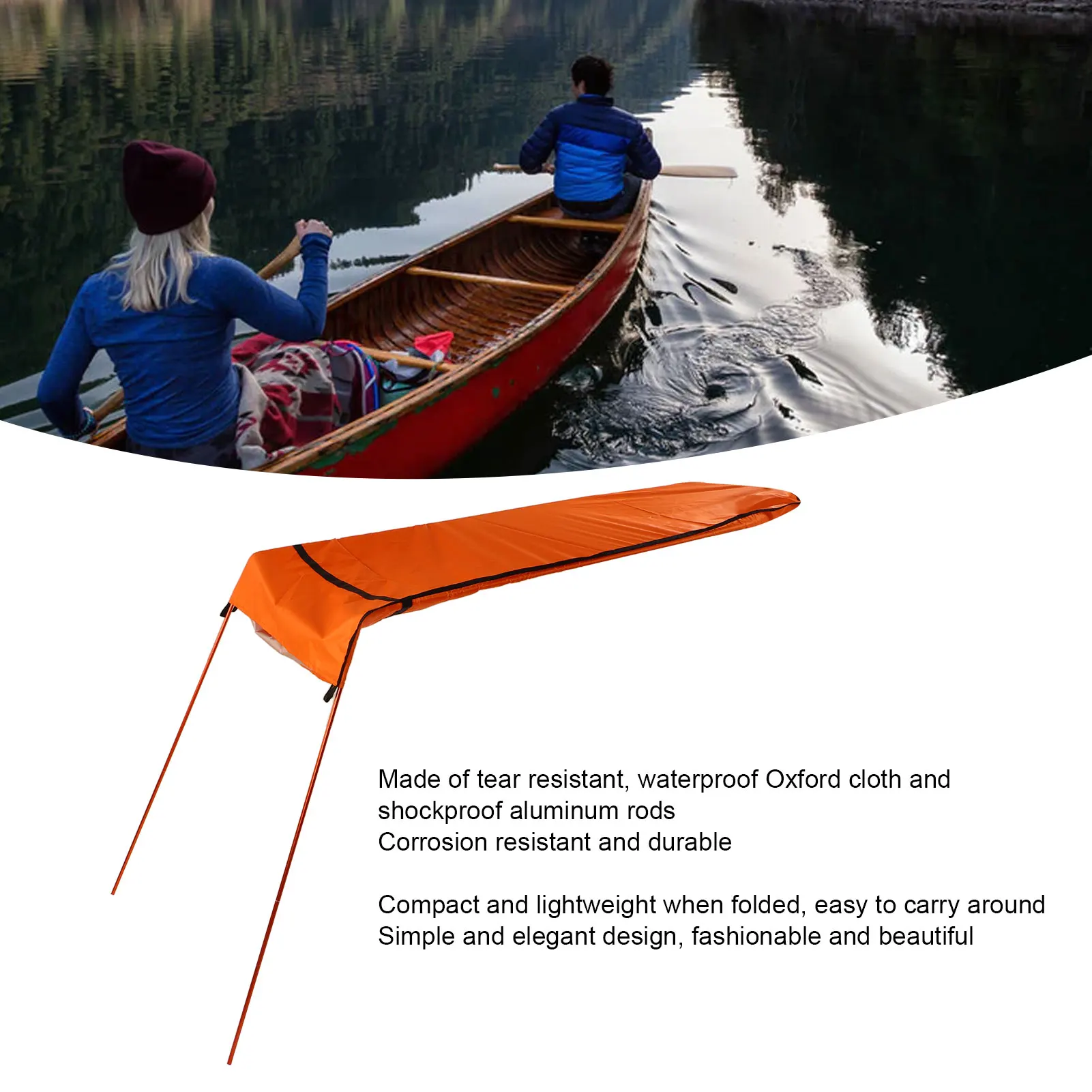 مظلة كاياك للشمس مقاومة للماء من قماش أكسفورد قابلة للطي وسهلة التركيب ومظلة كاياك محمولة مثالية لزورق القارب