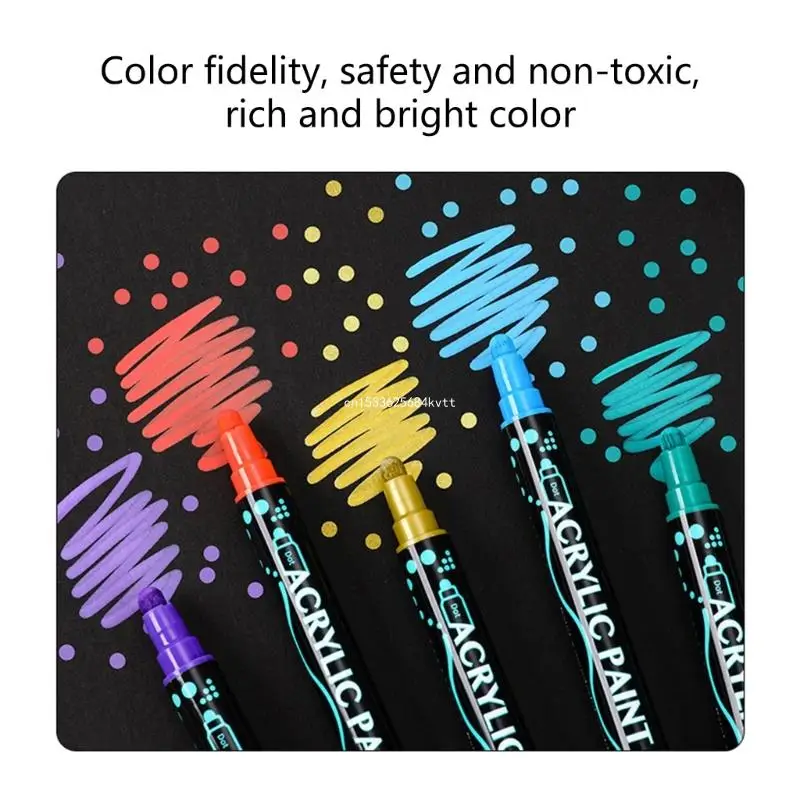 Double Ended Acrylic Marker for Drawing Scrapbooking, 12/24/26/30 Colors Acrylic Paint Pen Quick Drying Water Resistant Dropship