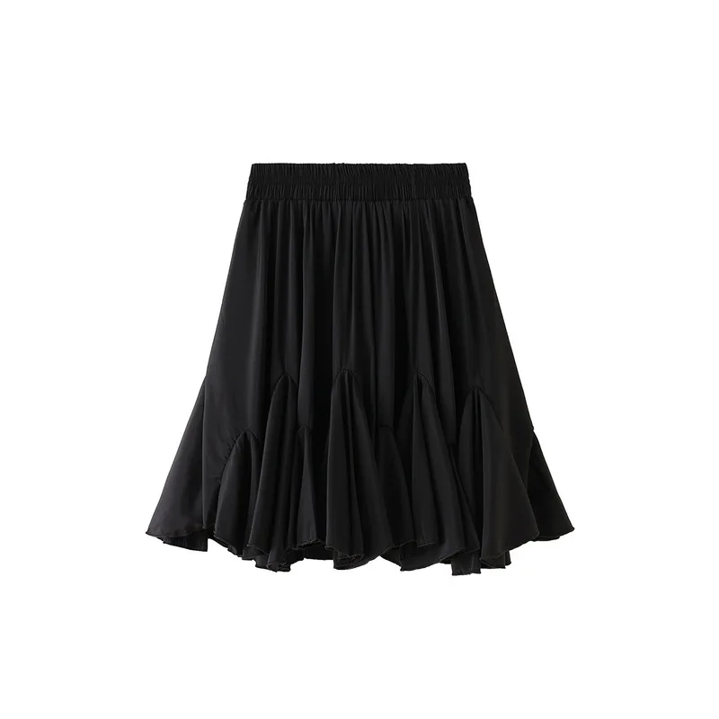 Summer Black Mini Skirts For Women A-line High Waist Skirts Sexy Cute Y2k Ruffle Skirt Tennis Elastic Waist Short Skirts White