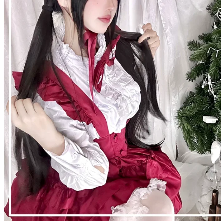 Lolita Anime Cos Sets Ruffles Stand Collar Long Sleeve White Shirt Fashion High Waist A-line Versatile Age Reduction Cake Skirt view 4