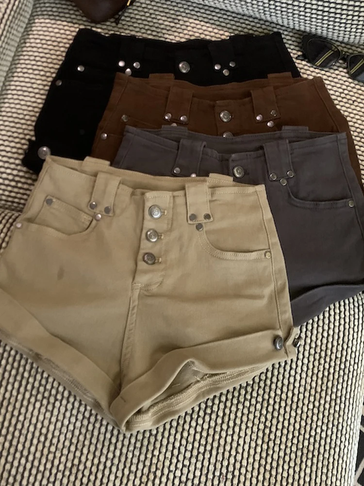 

Retro High Waist Button down Denim orts Women's Spring 2026 New Sle Sexy Chic Casual Tight Fit Jeans orts