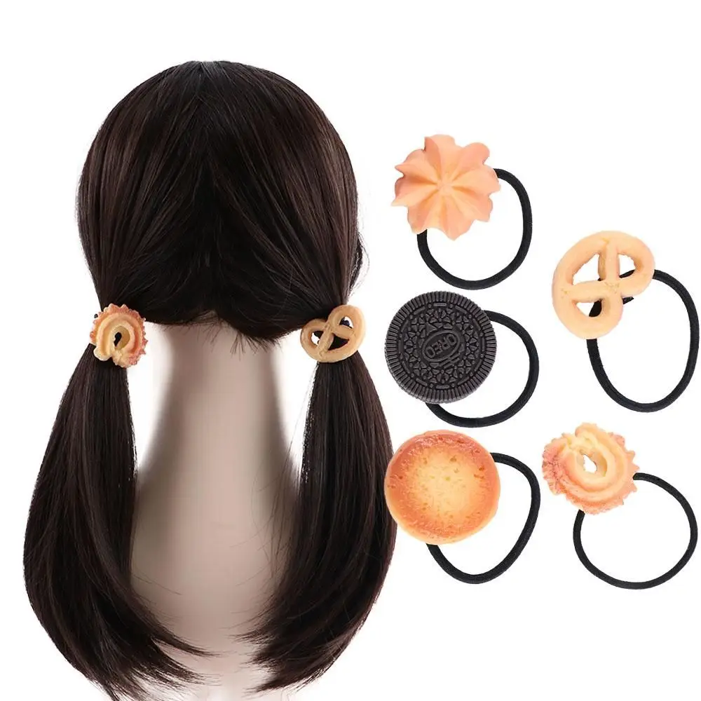 Sweet Girls Simple Cookies Shaped Barrette Butter Cookies Cookie Hair Rings Hair Ropes Hair Ties Korean Style