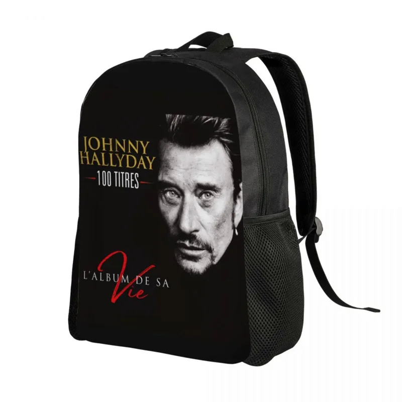 Awesome Johnny Hallyday Rock Backpacks Men Women School College Students Bookbag Fits 15 Inch Laptop French France Singer Bags