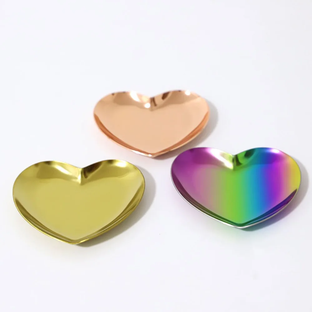 

Heart-shaped Jewelry Storage Tray Multifunction Ins Bracelet Storage Plate Golden Simple Jewelry Display Tray Home Decoration
