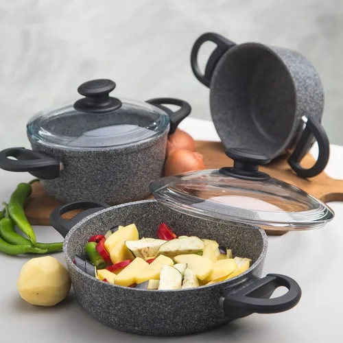 Conjunto de panelas emsan titangranit 3llü cinza