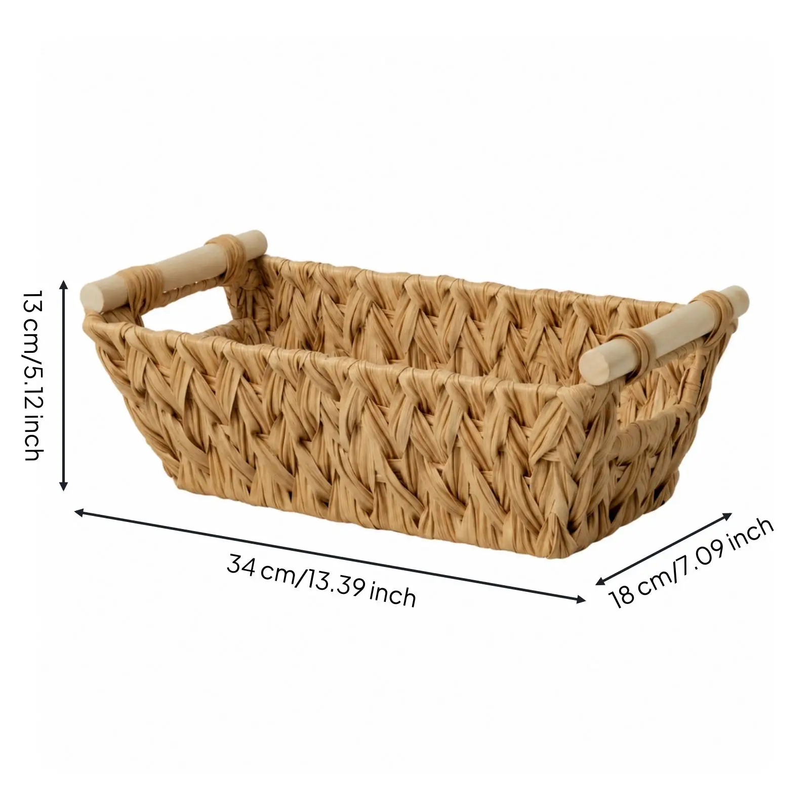 Wicker Basket Organizer for Closet Shelf Storage Rectangular Open Top Basket with Handles for Toiletries Small Items