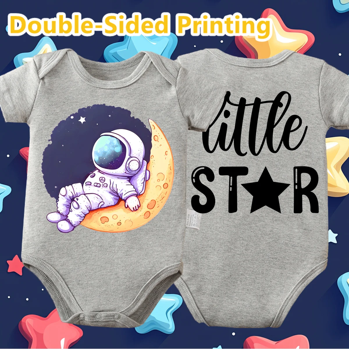 

Боди космонавта из чистого хлопка с двусторонним принтом, удобные комбинезоны для малышей, комбинезон для новорожденных от 0 до 12 месяцев