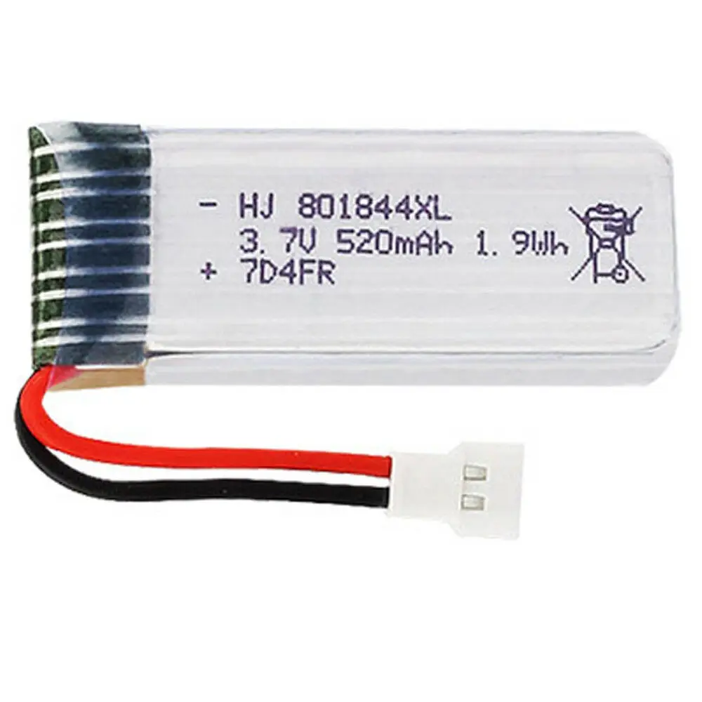 4Pcs 801844 3.7V 520mAh 25C Li-Po Rechargeable Battery for helicopter quadcopter boat+USB Charger JST Plug