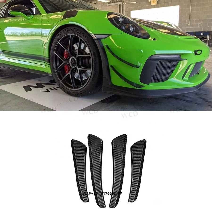 

GT3 Style Carbon Fiber Front Bumper Canard forPorsche 911 991.2 Front Bumper Lip Side Fender Splitter Spoiler Bodykit