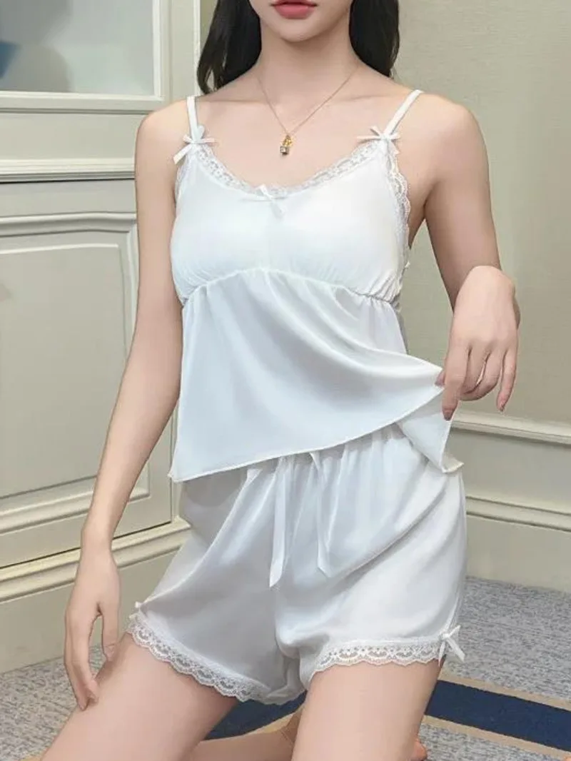 

Элегантная домашняя одежда для сна, однотонные шорты, комплекты с нагрудными подушечками, камзол и шорты, комплекты из двух предметов, элитный повседневный комплект для женщин LQPW