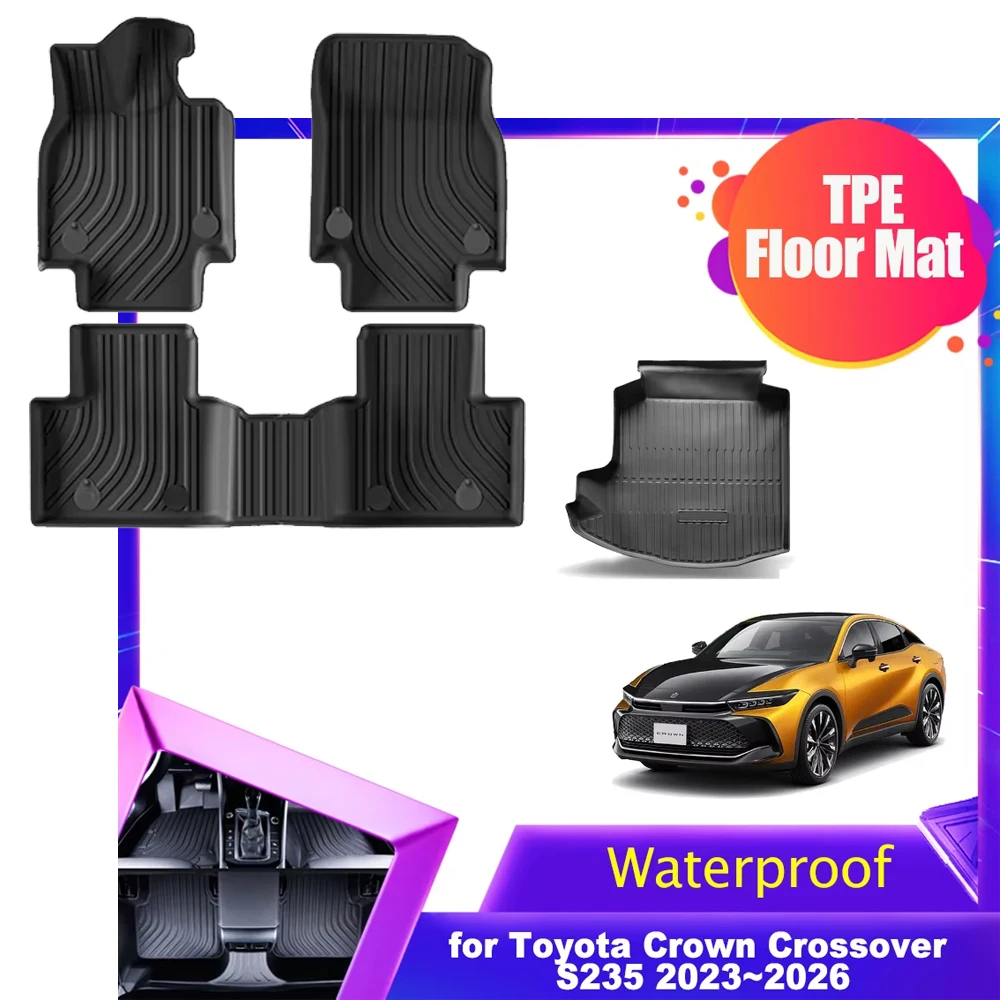 

Car Floor Mat for Toyota Crown Crossover S235 2023~2026 2024 2025 TPE Inside Liner Trunk Foot Pad Waterproof Carpet Accessories