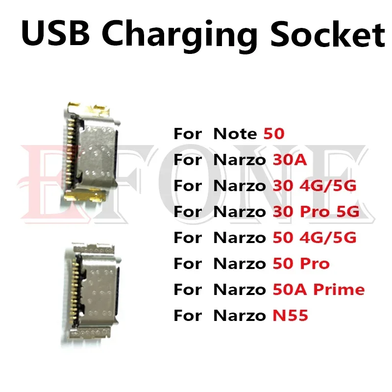 

10-100PCS For Realme Note 50 Narzo 30 50 Pro 30A 50A Prime N55 USB Charging Port Dock Plug Charger Connector Socket