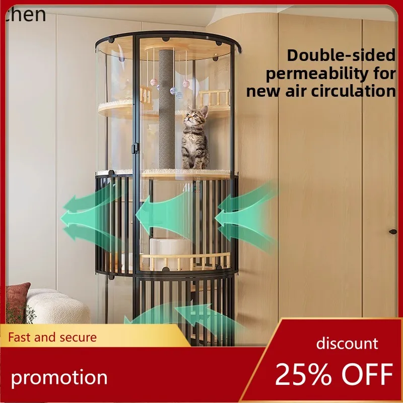 

H1 Household Cat House Extra Large Free Space Round Cat Toilet Integrated Cat Cabinet