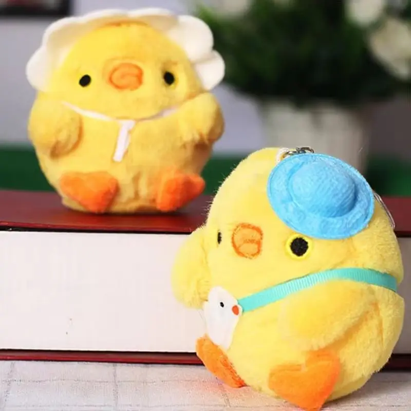 Cartoon Plush Little Yellow Chicken Toy Doll Keychain Pendants Lovely Mini Chicken Bag Keychain Pendants Cute Plush Toys Pendant