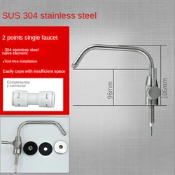 Universal 304 Stainless Steel Water Filter Faucet,2 Points Crane Reverse Osmosis Faucet For Drinking Water Purifier