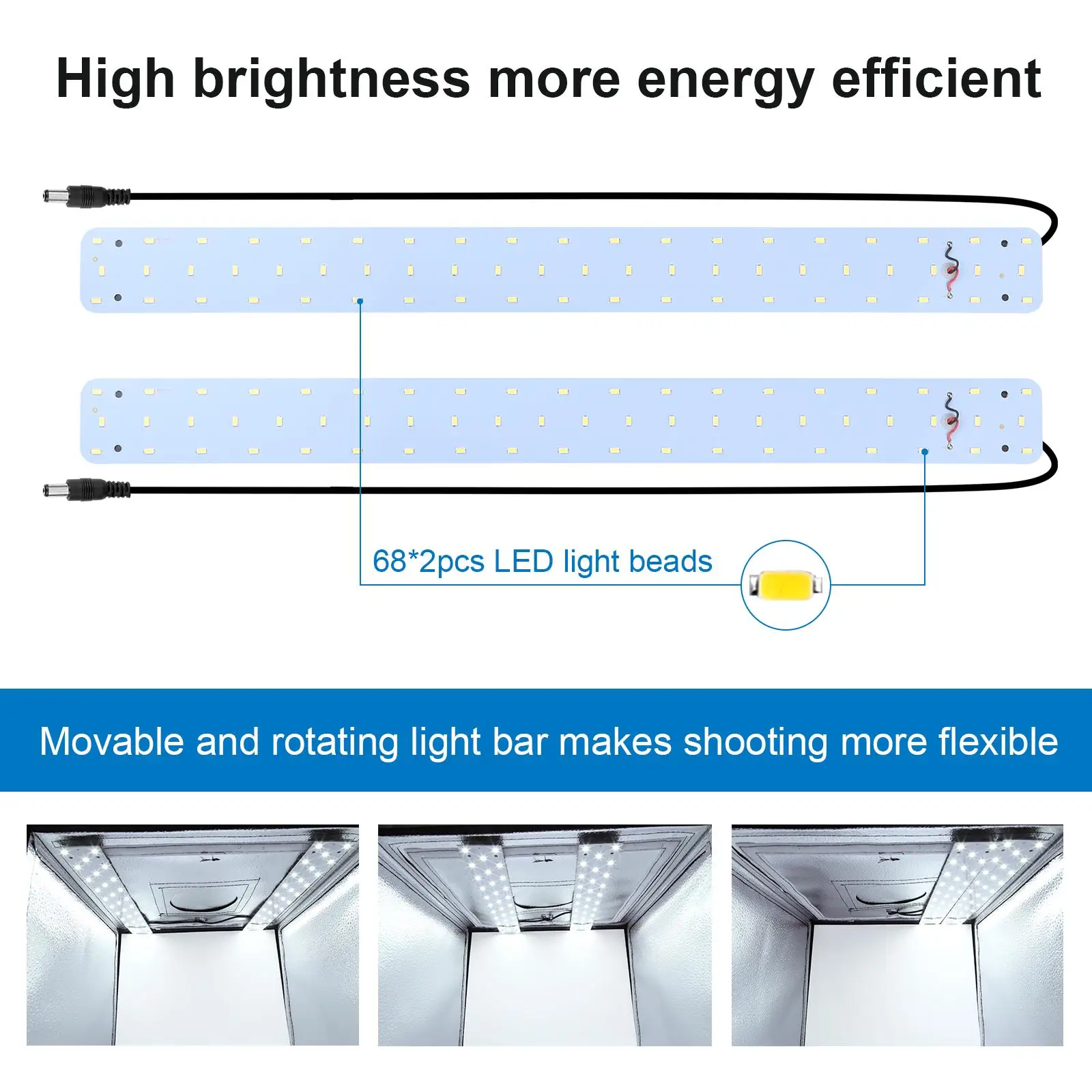 PULUZ Photo Studio Light Box Portable 60 x 60 x 60 cm Light Tent LED 5500K White Light Dimmable Mini 36W Photography Studio Tent gallery 3