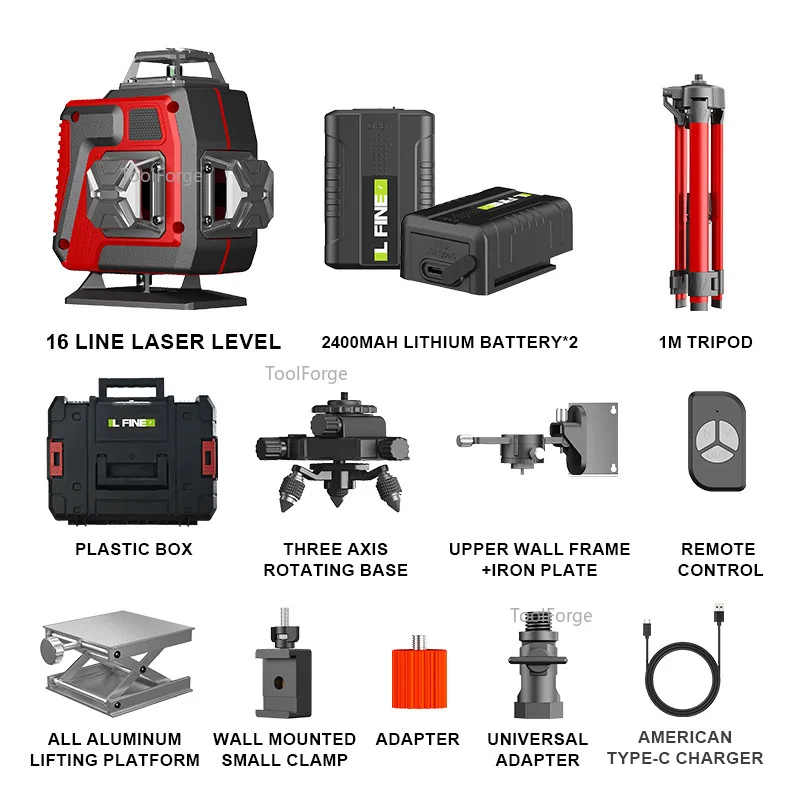 LFINE Laser Level 16 Line 4D3D12 Line Level Bracket Laser Level Decoration Site Laser Rangefinder High Precision