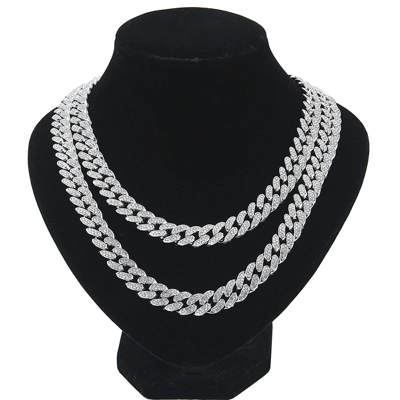 

Exaggerated Big Chain Inlaid Rhinestone Men's Cuban Chain Necklace for Men Hip-hop Party Jewelry Accessory