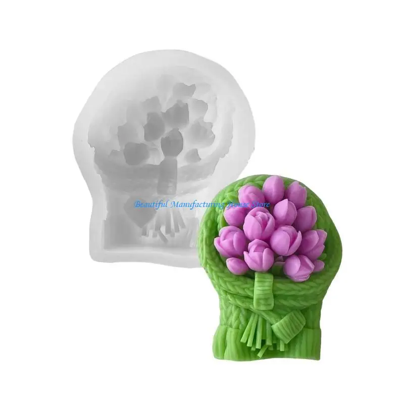 E56A Easy to Use Sturdy Silicone Tulips Mould Accessory for Handmade Holders