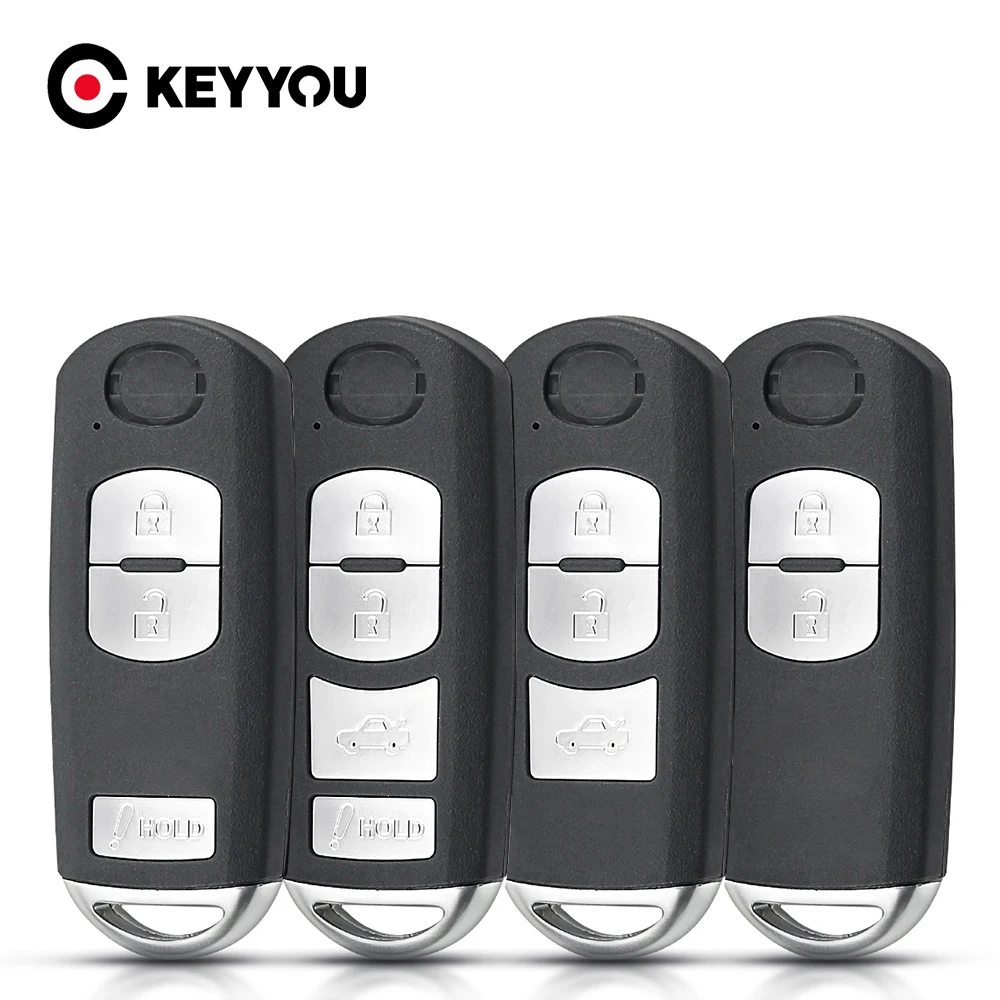 KEYYOU 2/3/4 Buttons Replacement Remote Key Shell Case Fob For Mazda 3 5 6 CX-5 CX-7 CX-9 With Emergency Key Replacement Cover