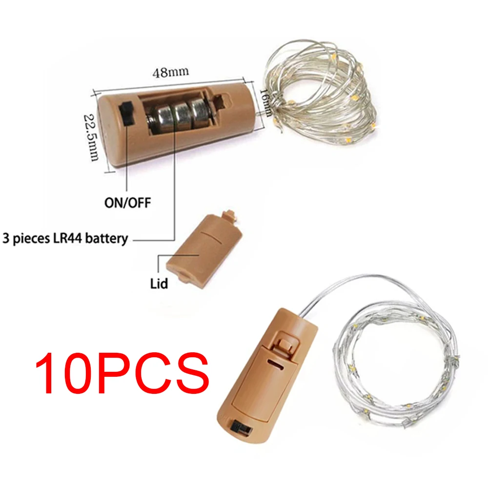 LEDワインボトルコルクストリング,妖精,クリスマスパーティー,結婚式,銅線チェーン,10個