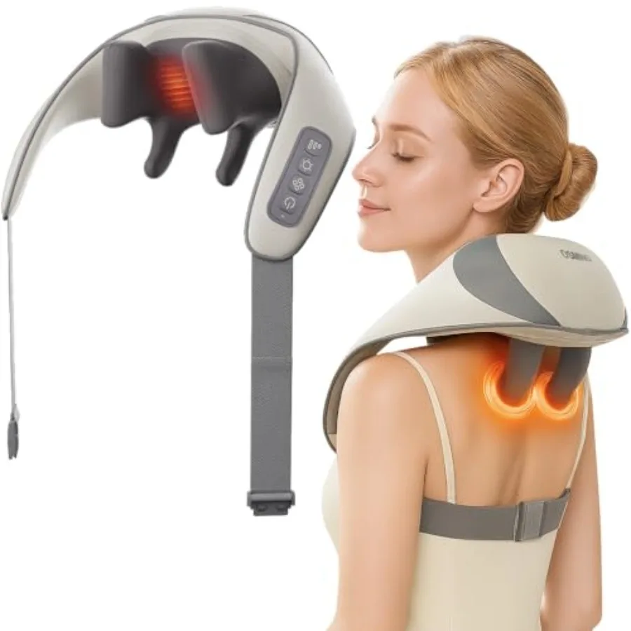 

Cordless Neck and Shoulder Massager with Heat 6D Shiatsu Deep Tissue Massager for Back Shoulder Leg Pain Relief Portable Electr